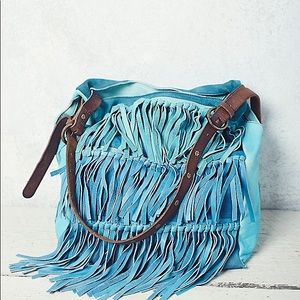Salty blue fringe bag by Free People